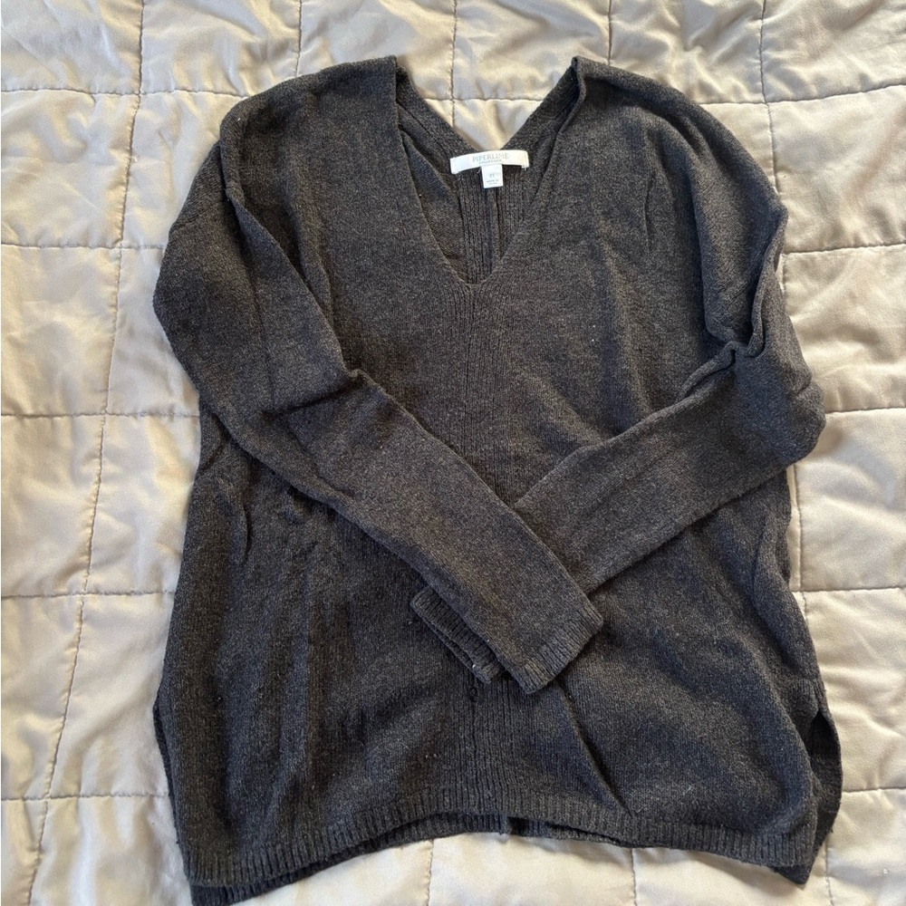 Piperlime Charcoal Knit Top